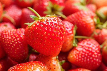 Fresh organic red strawberry fruit backgroundの写真素材