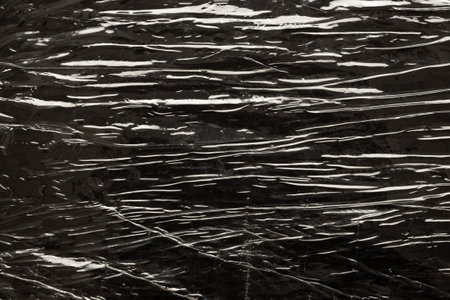 transparent plastic film wrap overlay texture backgroundの写真素材