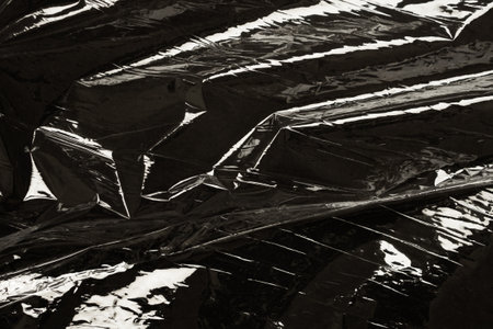 transparent plastic film wrap overlay texture backgroundの写真素材