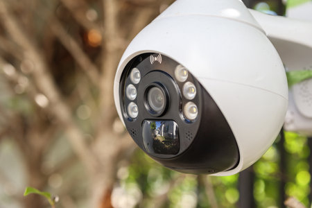 Security IP CCTV camera using solar energy install on the tree for home security system