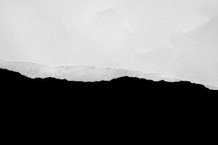 White ripped paper torn edges strips isolated on black background