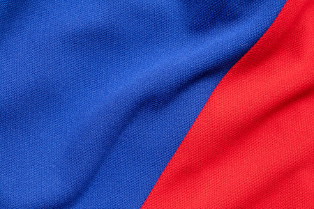Blue and red sports clothing fabric football shirt jersey textureの写真素材