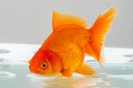 Oranda goldfish in aquarium fish tank close upの写真素材
