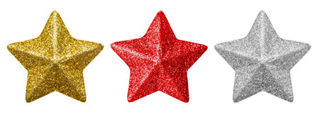 Christmas star ornament bauble set isolated on white background