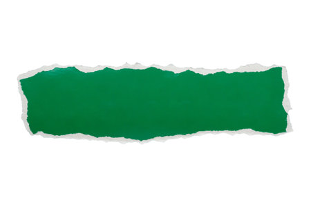 piece of green paper tear isolated on white backgroundの写真素材
