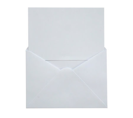 White paper envelope isolated on white backgroundの写真素材