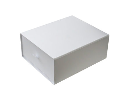 Mockup white box isolated on white backgroundの写真素材