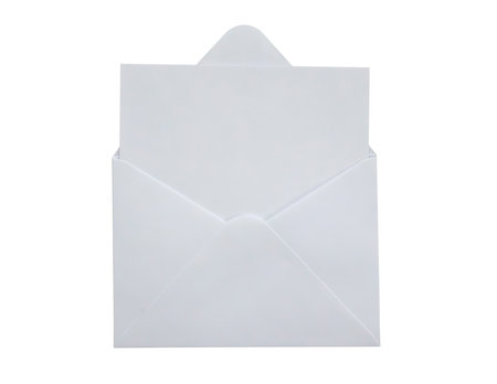 White paper envelope isolated on white backgroundの写真素材