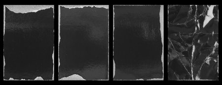 Empty old vintage black scratch torn poster set overlay texture backgroundの写真素材