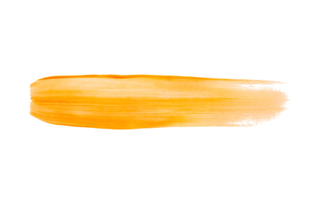 Orange brush stroke isolated on white backgroundの写真素材