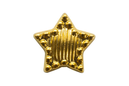 Golden Christmas star ornament bauble isolated on white backgroundの写真素材