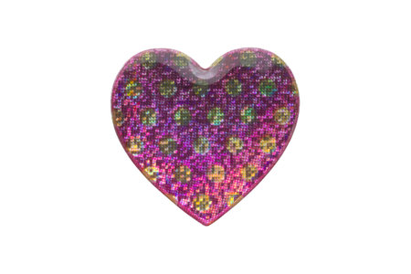 Heart shape hologram sticker isolated on white backgroundの写真素材