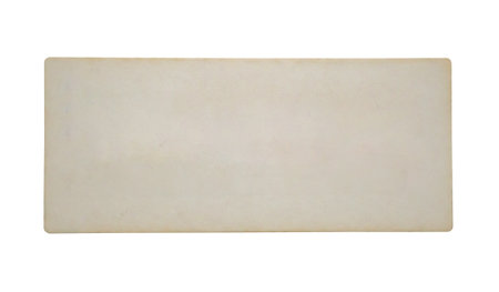 Old paper sticker label isolated on white backgroundの写真素材