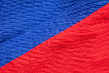 Blue and red sports clothing fabric football shirt jersey textureの写真素材