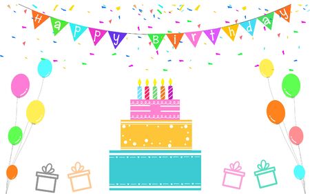 Happy birthday colorful background vector illustration.のイラスト素材