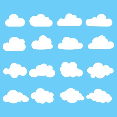 Set of cloud icon on blue background.のイラスト素材