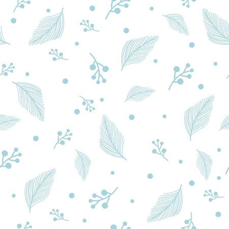 Vector floral pattern in doodle style with leaves.のイラスト素材