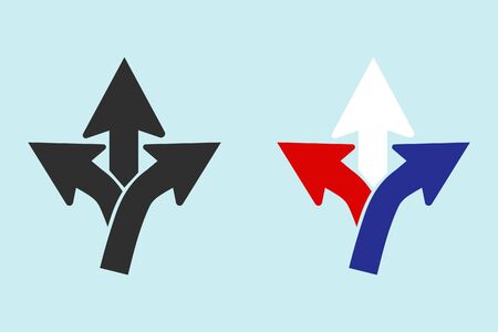 Set of three-way direction arrows.