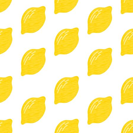 Lemon seamless pattern on white backgroundのイラスト素材