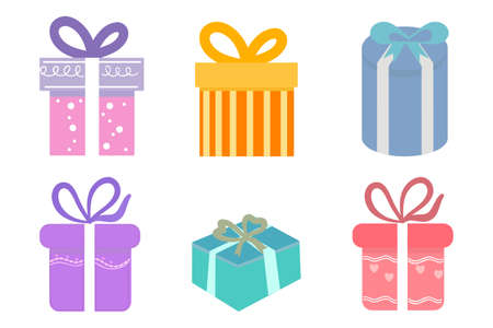 Set of colorful gift box on white background.のイラスト素材