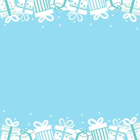 White Gift box on blue background.のイラスト素材