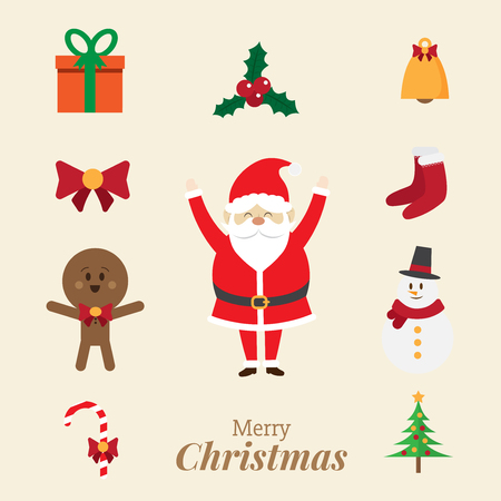 christmas design concept. santa and stuff. vector illustration.のイラスト素材