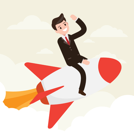 Businessman on rocket. startup business. business design concept.のイラスト素材