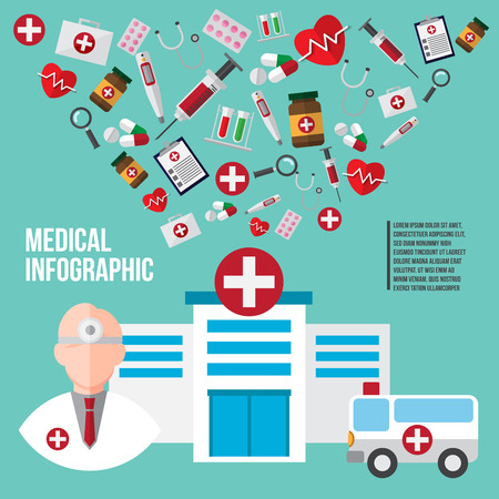 healthcare and medical design concept. doctor and instrument icons. vector illustration.のイラスト素材