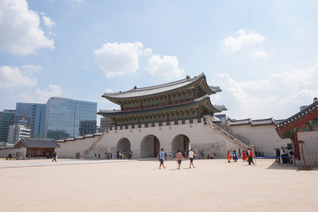 gyeongbokgung palace on afternoon in Seoul,South Korea,September 2015のeditorial素材