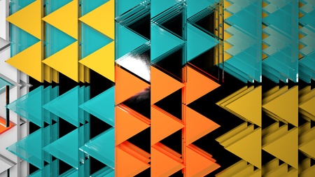 3d render abstract background. Geometry shapes that goes up and down. Triangle cross-section form....