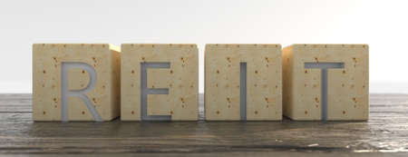 Concept image of Business Acronym REIT as Real Estate Investment Trust. 3d illustration