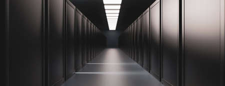 Server racks in server room cloud data center. Datacenter hardware cluster. Backup, hosting,...