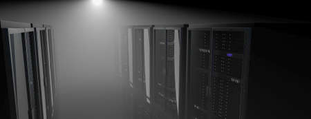 Server racks in server room cloud data center. Datacenter hardware cluster. Backup, hosting,...