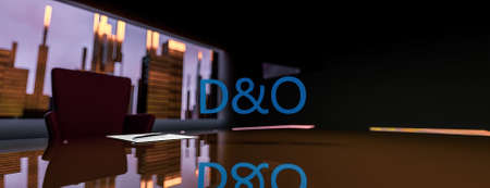 D&O. Directors and officers liability Insurance concept. Director's office with a large table and...
