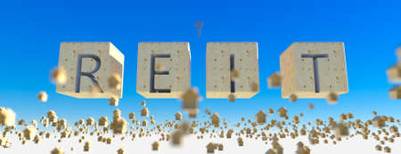 Concept image of Business Acronym REIT as Real Estate Investment Trust. 3d illustrationの写真素材
