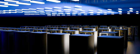 Server racks in server room cloud data center. Datacenter hardware cluster. Backup, hosting,...