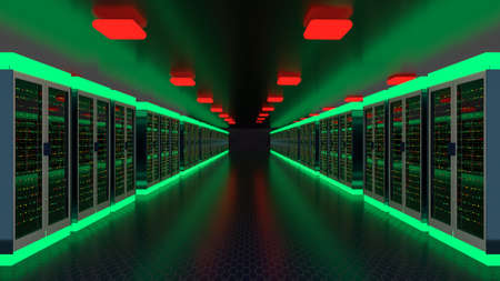 Server. Servers room data center. Backup, hosting, mainframe, farm and computer rack with storage...