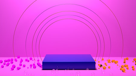 Shiny pedestal podium. Abstract 3d concept illuminated pedestal by spotlights. Perfect image for fashion, clothes or cosmetics. Place your object or product on pedestal. 3d renderingの写真素材