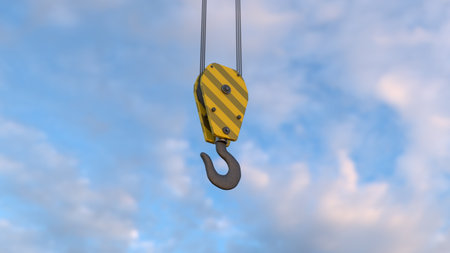 crane hook on sky. 3d renderingの写真素材