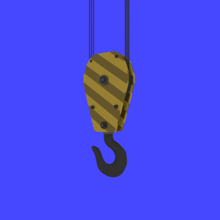 crane hook on blue background. 3d rendering