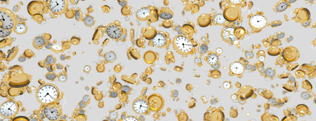 3d render abstract background made of clocks on white
