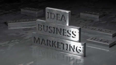 Business concept: words of metal letter-press type. 3d rendering