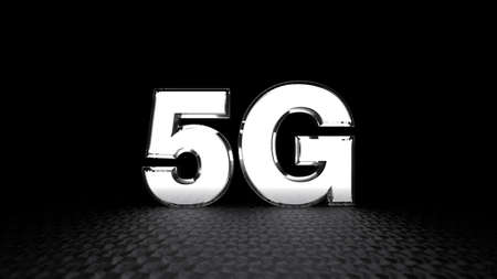 5G LTE title made of metal. Technology sign. 3d rendering