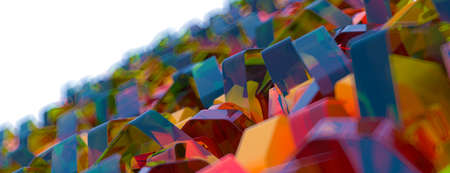 Abstract background. Honeycomb geometry shapes that goes up and down. 3d render