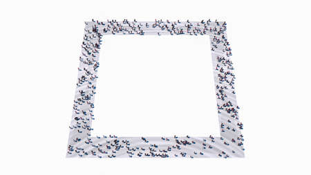 Square symbol Isolated Group of different People. 3d renderingの写真素材