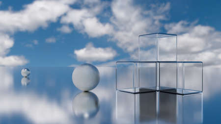 Minimal cosmetic background for product presentation. Geometric form. Podium for packaging presentation and cosmetic. 3d rendering. 3d illustration.の写真素材