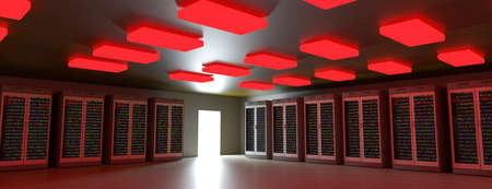 Servers. Servers room data center. Backup, mining, hosting, mainframe, farm and computer rack with...