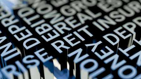Concept image of Business Acronym REIT as Real Estate Investment Trust. 3d rendering