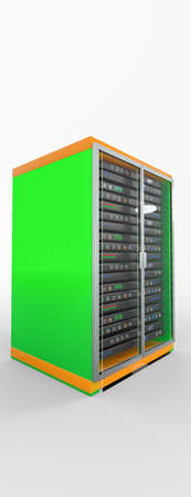 Modern server rack. Server rack image. Isolated on white background. 3d render