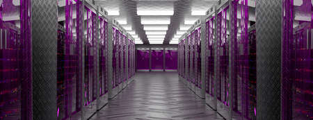 Servers. Servers room data center. Backup, mining, hosting, mainframe, farm and computer rack with...
